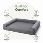 DogBedHouse Orthopedic Foam & Waterproof Bolster Dog Bed (Removable Cover)