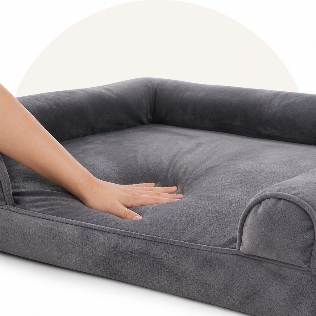 DogBedHouse Orthopedic Foam & Waterproof Bolster Dog Bed (Removable Cover)