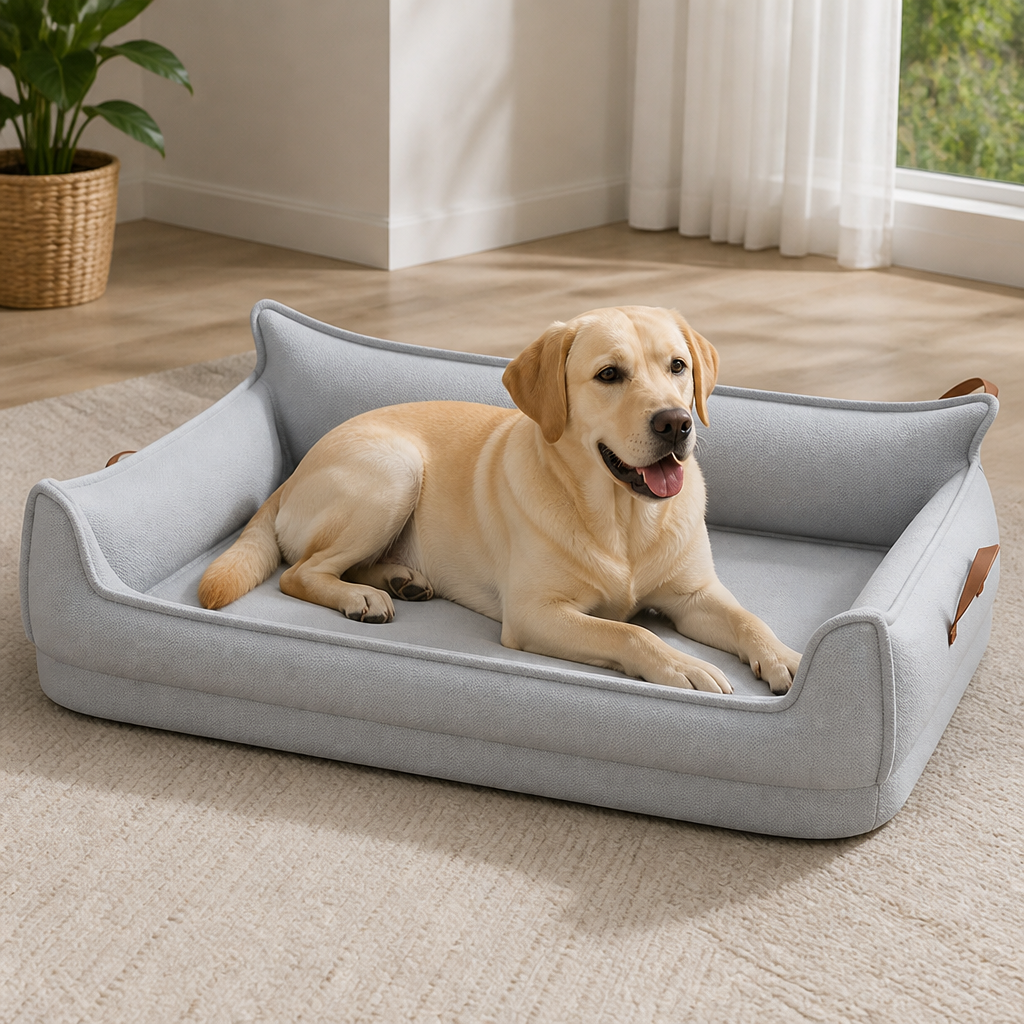 DogBedHouse Orthopedic Leather & Water-Resistant Dog Bed (Detachable Cover)