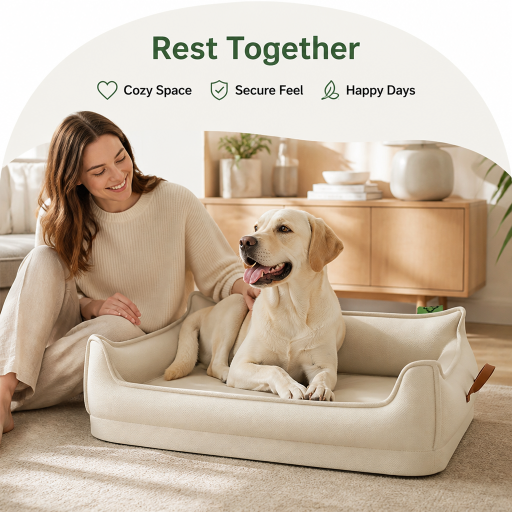 DogBedHouse Orthopedic Leather & Water-Resistant Dog Bed (Detachable Cover)