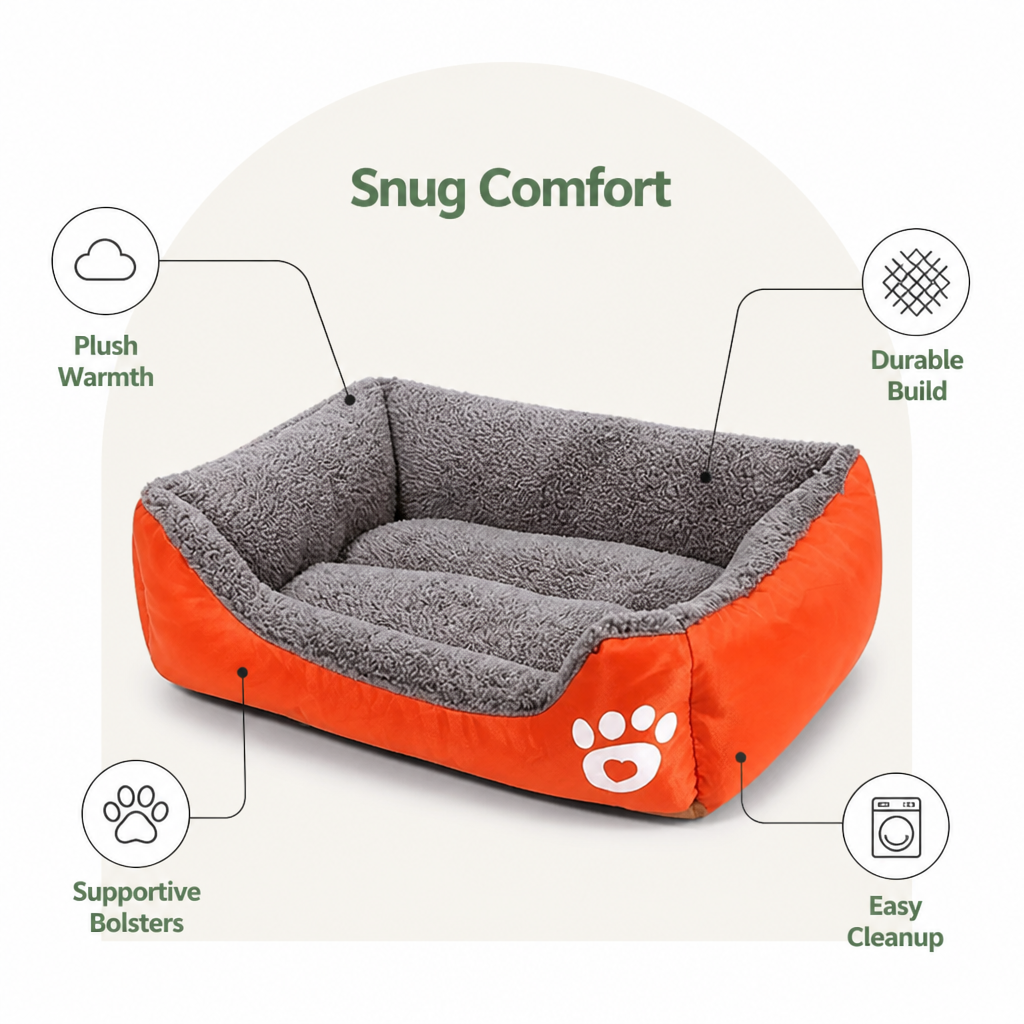 DogBedHouse Plush Faux Fur Cozy Dog Bed