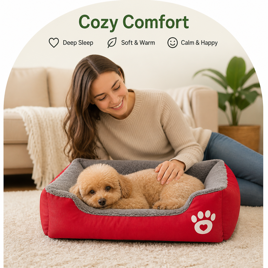 DogBedHouse Plush Faux Fur Cozy Dog Bed