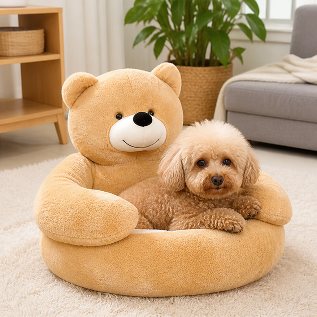 DogBedHouse Plush Faux Fur Donut Bolster Dog Bed (Multiple Sizes)