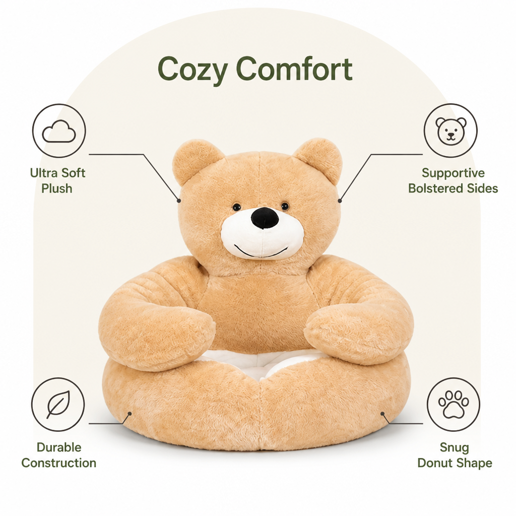 DogBedHouse Plush Faux Fur Donut Bolster Dog Bed (Multiple Sizes)