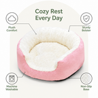 DogBedHouse Plush Faux Fur & Washable Bolster Dog Bed
