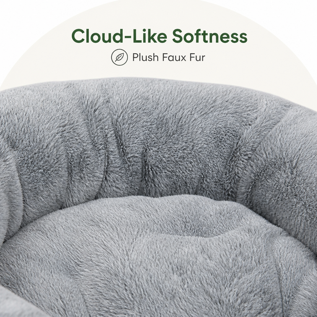 DogBedHouse Plush Faux Fur & Washable Bolster Dog Bed