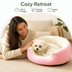 DogBedHouse Plush Faux Fur & Washable Bolster Dog Bed
