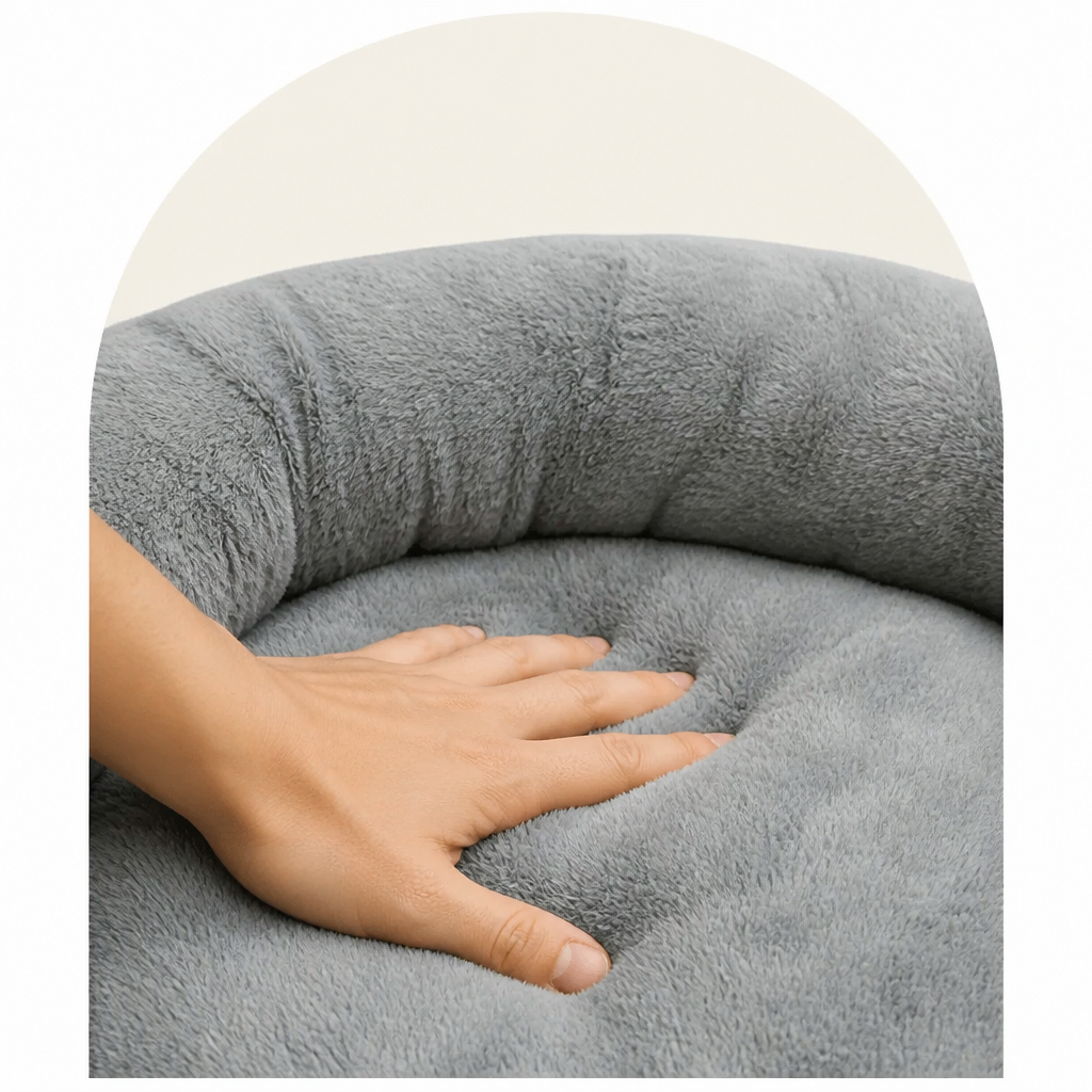 DogBedHouse Plush Faux Fur & Washable Bolster Dog Bed