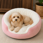 DogBedHouse Plush Faux Fur & Washable Bolster Dog Bed