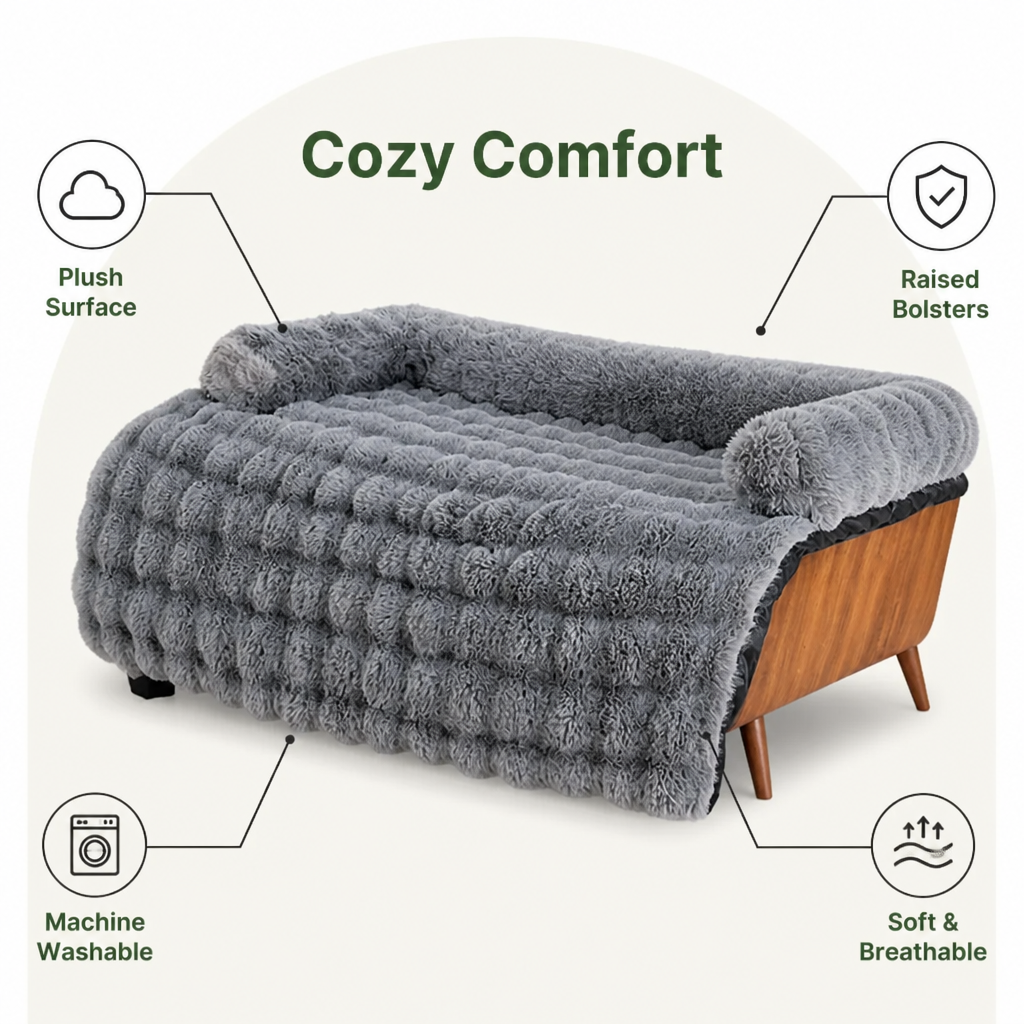 DogBedHouse Plush & Machine Washable Bolster Bed