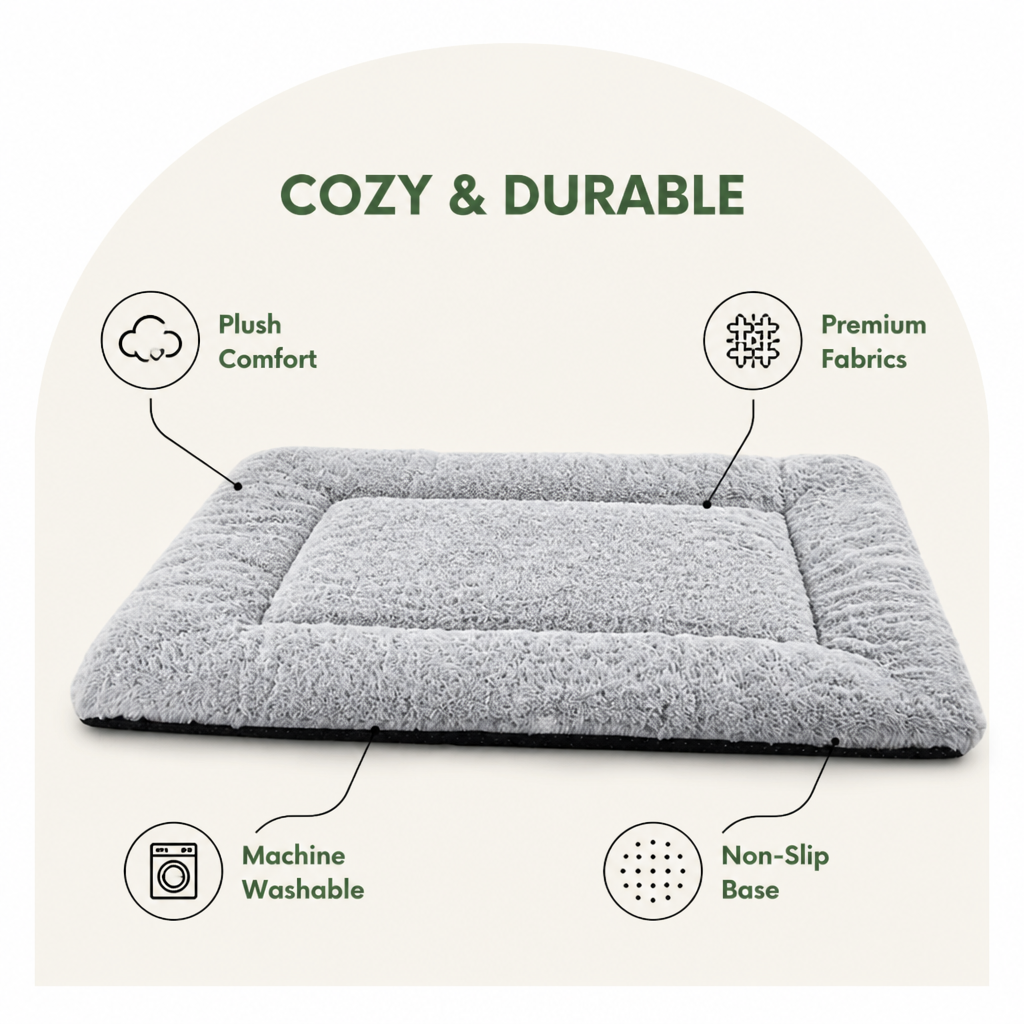 DogBedHouse Premium Fleece & Cotton Washable Dog Bed Mat
