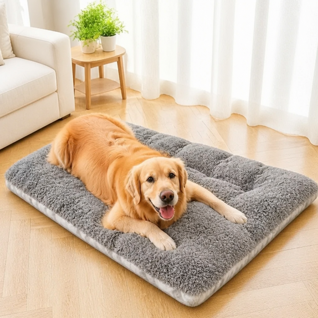 DogBedHouse Reversible Plush & High-Resilience Foam Dog Bed (Extra Large)