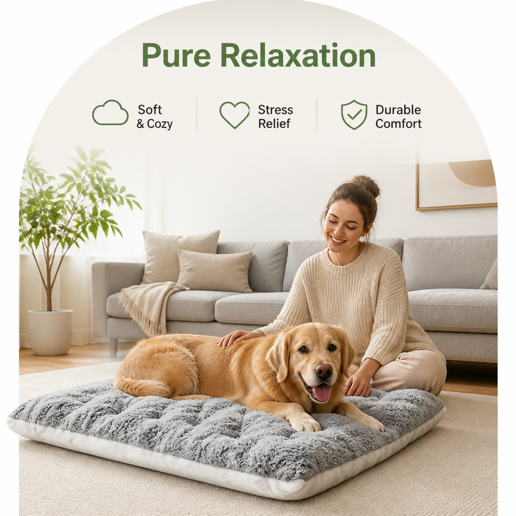 DogBedHouse Reversible Plush & High-Resilience Foam Dog Bed (Extra Large)