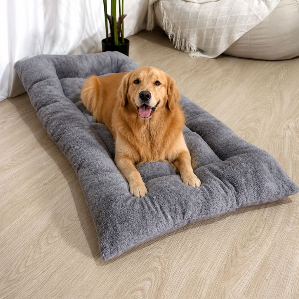 DogBedHouse Reversible Plush & High-Resilience Foam Dog Bed (Extra Large)