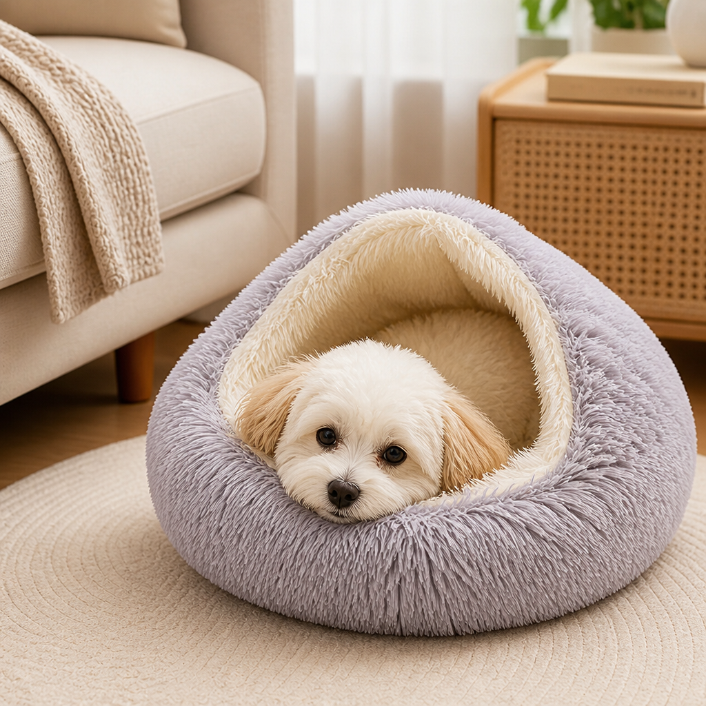 DogBedHouse Ultra-Soft Plush & Washable Semi-Enclosed Dog Bed