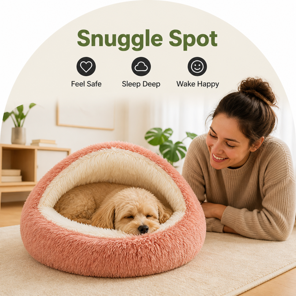 DogBedHouse Ultra-Soft Plush & Washable Semi-Enclosed Dog Bed