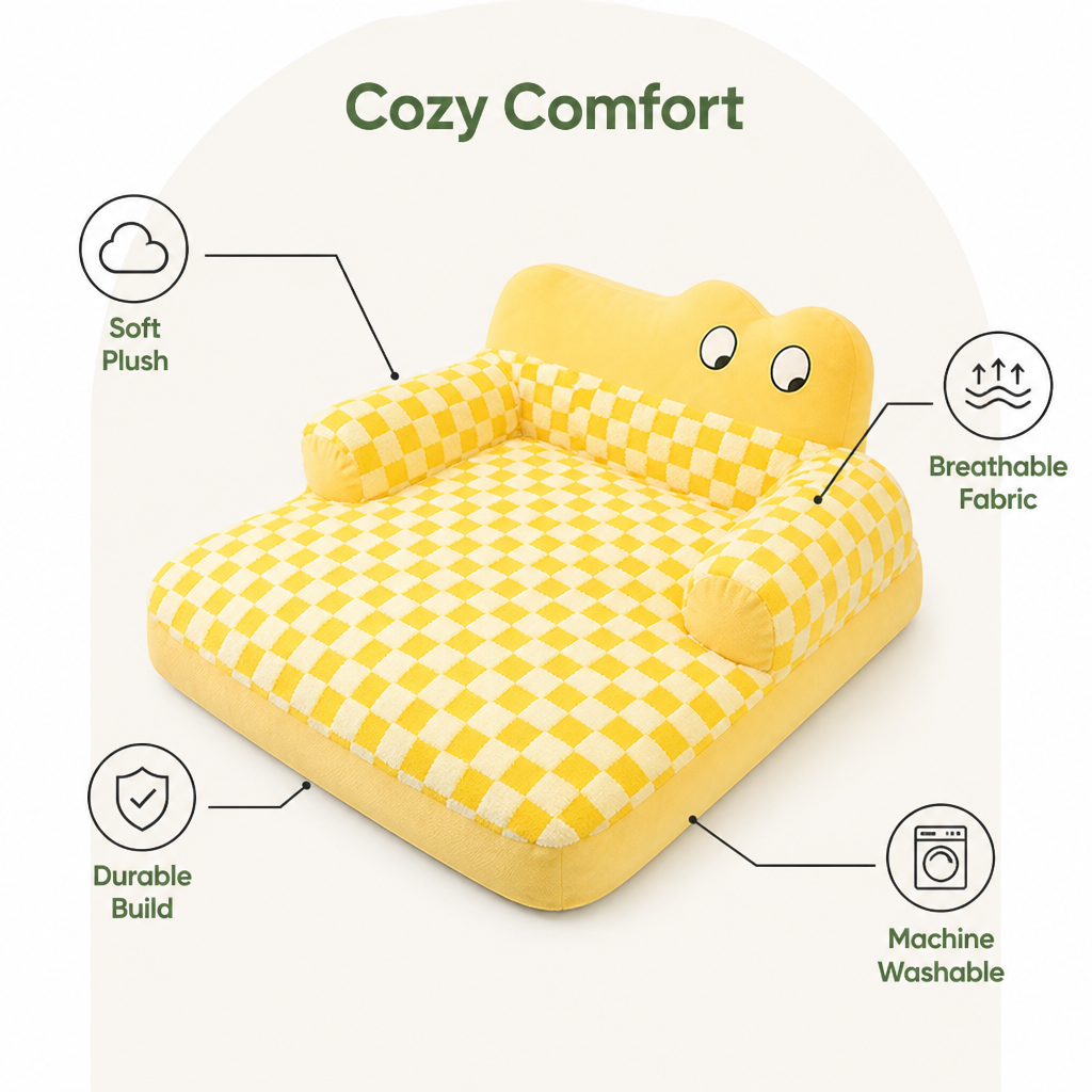 DogBedHouse Warm Plush Washable Sofa Bed