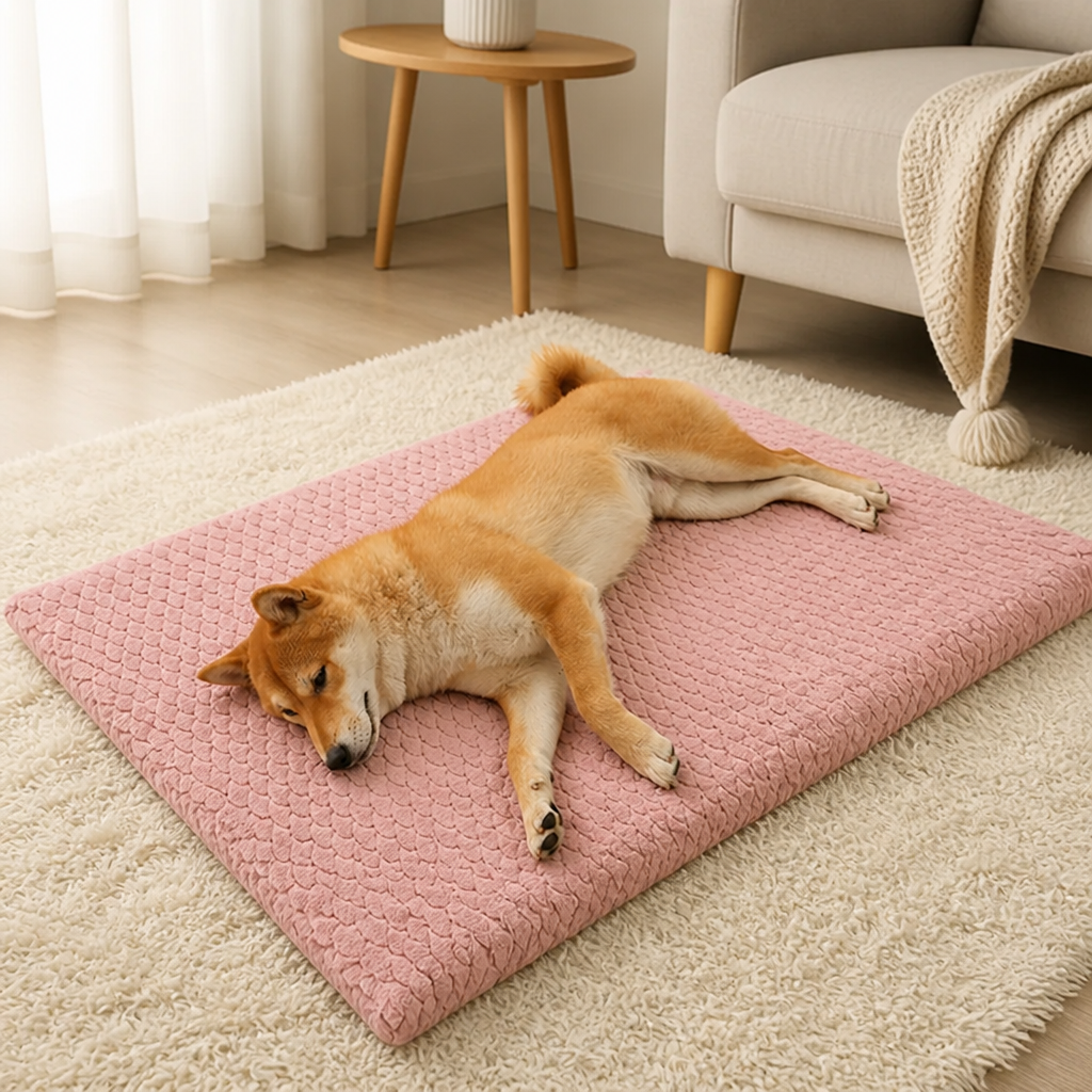 DogBedHouse Wave Sponge & Short Plush Dog Bed (Removable Washable Cover)