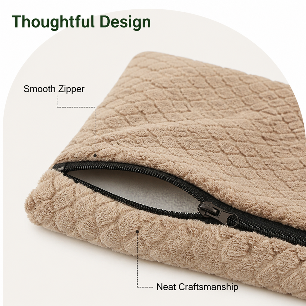 DogBedHouse Wave Sponge & Short Plush Dog Bed (Removable Washable Cover)