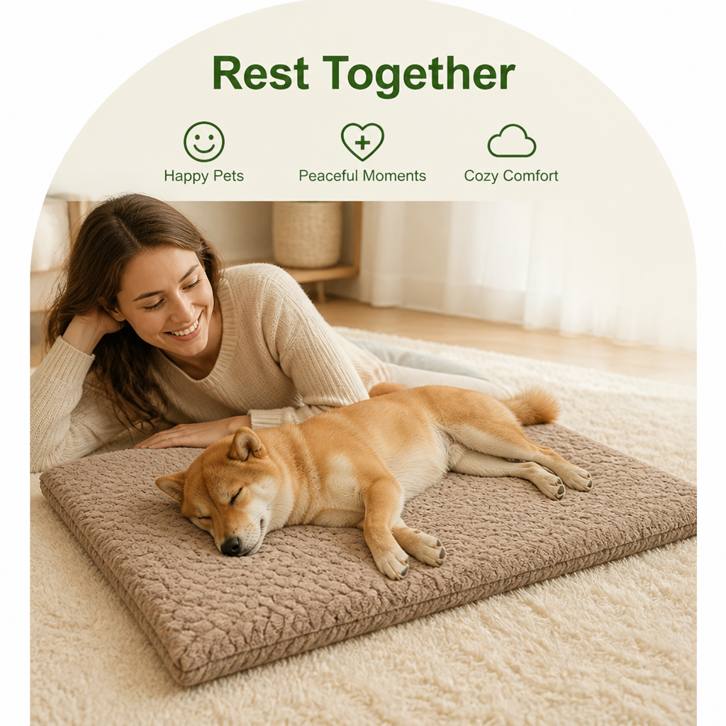 DogBedHouse Wave Sponge & Short Plush Dog Bed (Removable Washable Cover)