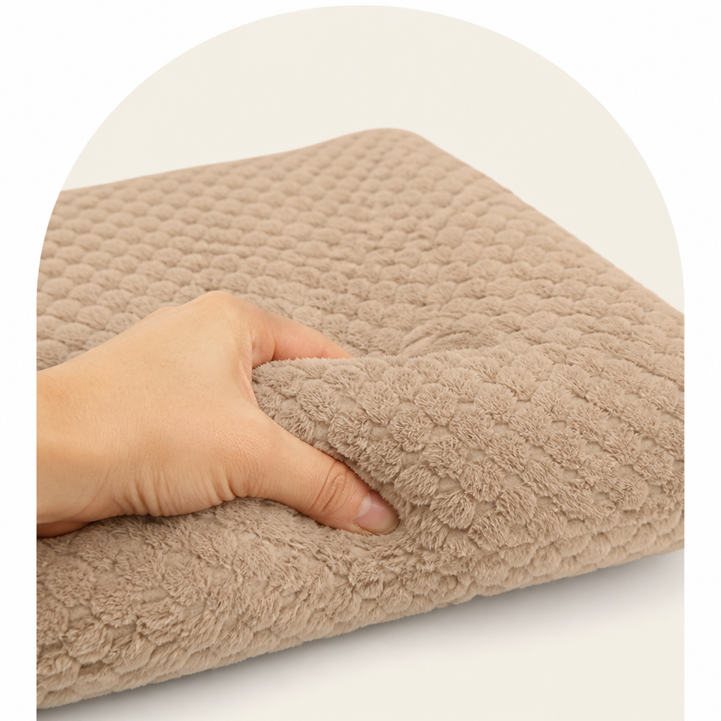 DogBedHouse Wave Sponge & Short Plush Dog Bed (Removable Washable Cover)