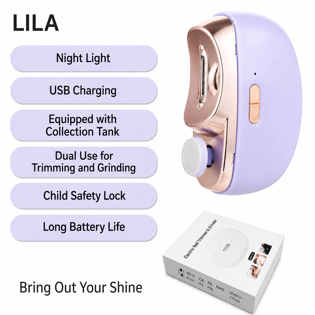 Electric Nail Clipper for All Ages | 3-in-1 Trim, File & Polish | USB Rechargeable | Safe, Quiet Use