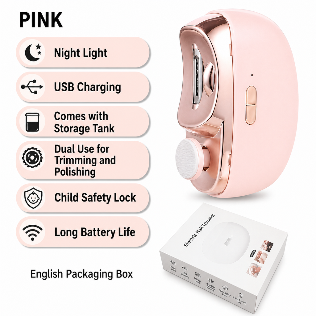 Electric Nail Clipper for All Ages | 3-in-1 Trim, File & Polish | USB Rechargeable | Safe, Quiet Use