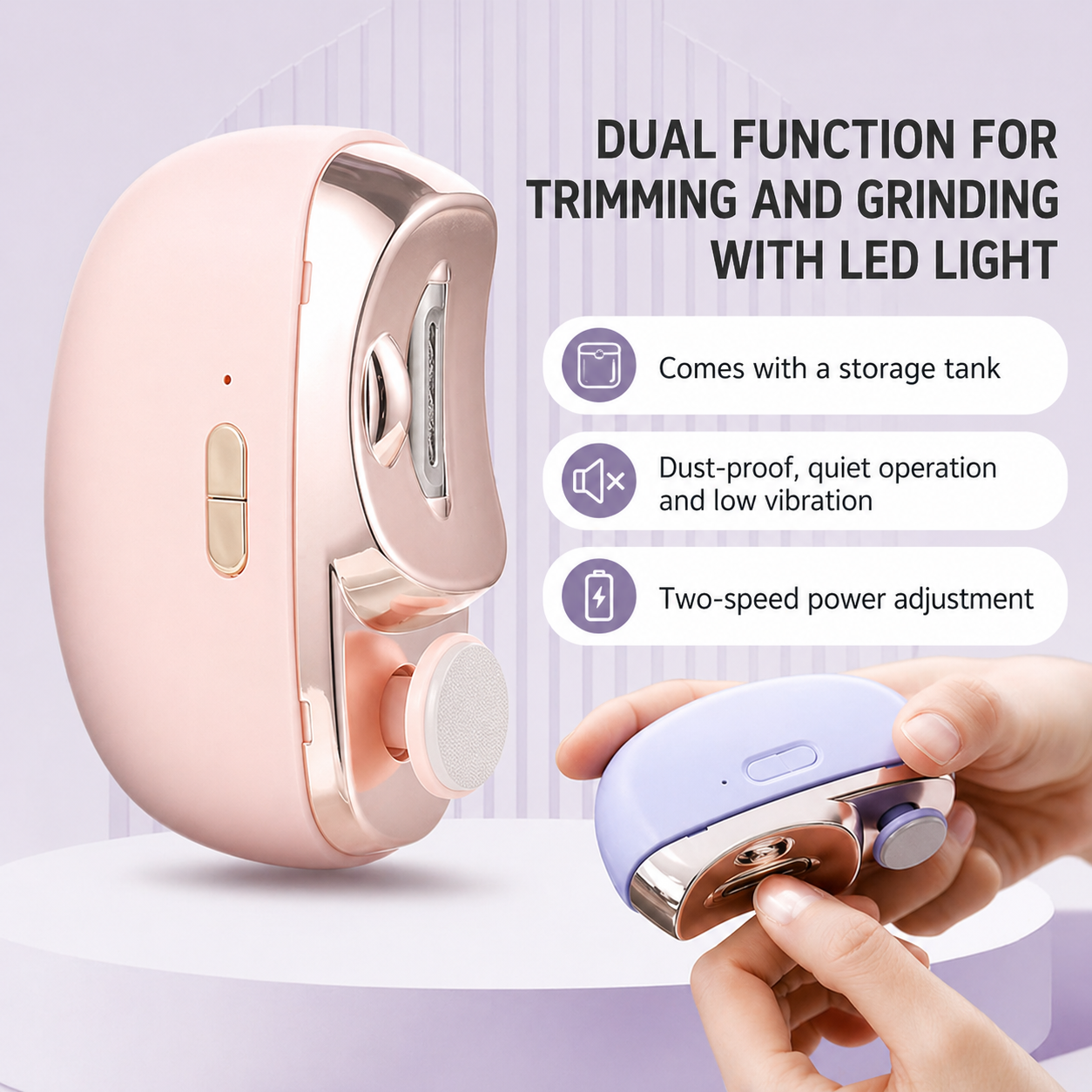 Electric Nail Clipper for All Ages | 3-in-1 Trim, File & Polish | USB Rechargeable | Safe, Quiet Use