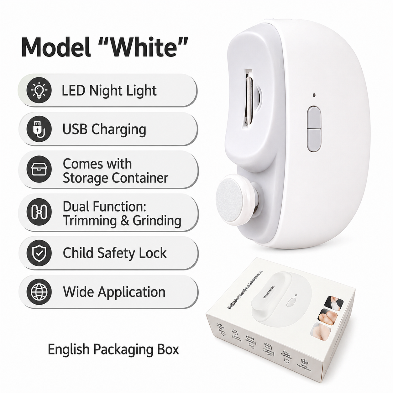 Electric Nail Clipper for All Ages | 3-in-1 Trim, File & Polish | USB Rechargeable | Safe, Quiet Use