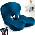 Ergonomic Seat Cushion | Contoured Memory Foam | Non-Slip Bottom & Washable Cover