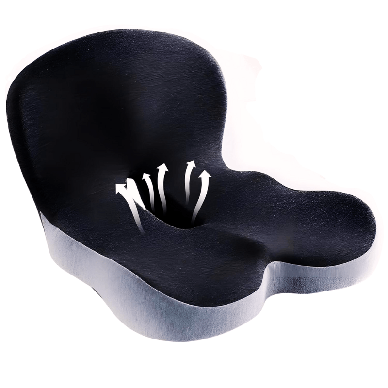Ergonomic Seat Cushion | Contoured Memory Foam | Non-Slip Bottom & Washable Cover