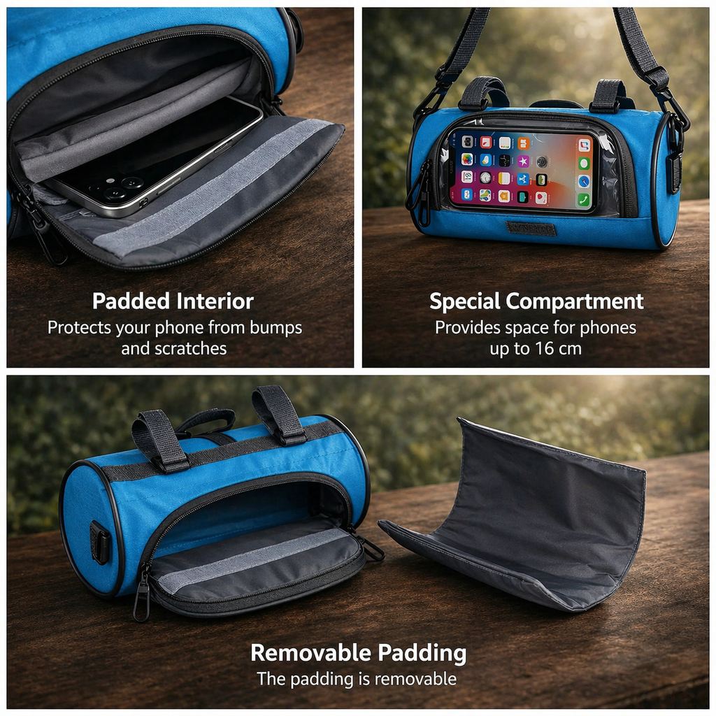 Fahrrad Lenker Tasche | Touchscreen Fenster | Wasserabweisendes Nylon | Universelle Klettbefestigung
