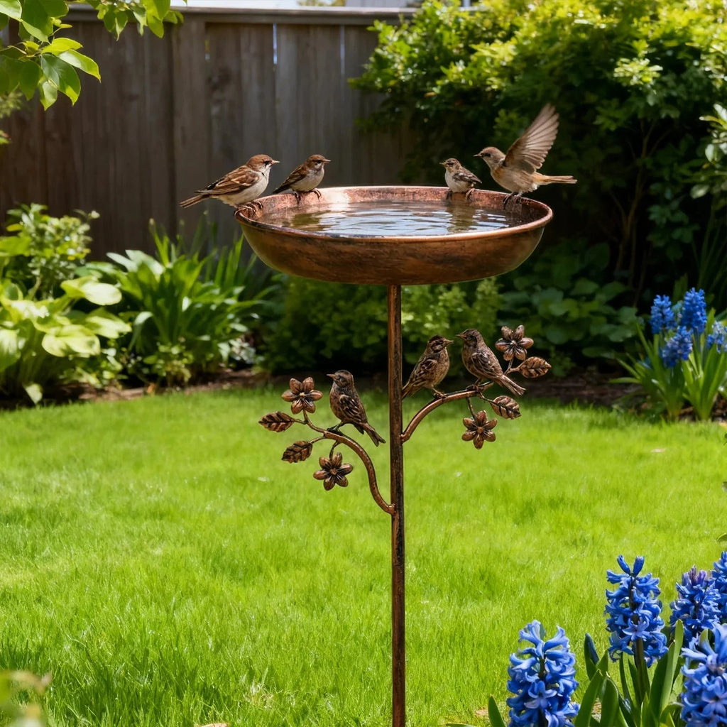 Garden Bird Bath | Decorative Metal Bowl | Stable Ground Spike