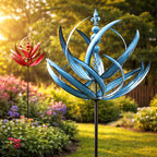 Garden Wind Spinner | Rotating Lotus Design | Rust-Resistant Metal & UV Coating | 90 cm Height