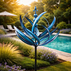 Garden Wind Spinner | Rotating Lotus Design | Rust-Resistant Metal & UV Coating | 90 cm Height