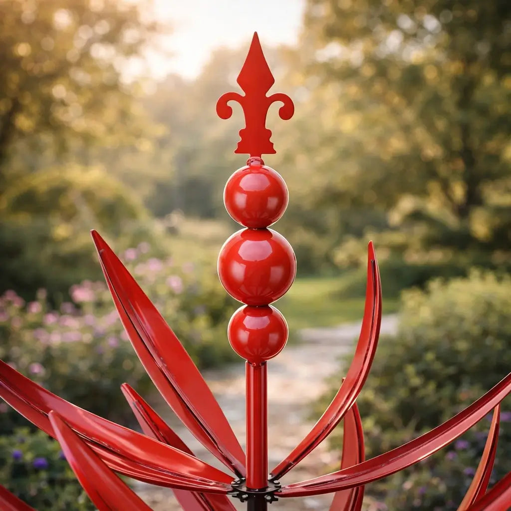 Garden Wind Spinner | Rotating Lotus Design | Rust-Resistant Metal & UV Coating | 90 cm Height