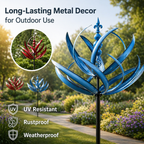 Garden Wind Spinner | Rotating Lotus Design | Rust-Resistant Metal & UV Coating | 90 cm Height