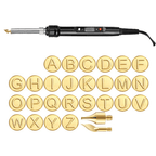 Gravierdüsen Set | Alphabet Buchstaben Düsen, 26-teilig | Messing Brandmalerei Spitzen für Holz & Leder