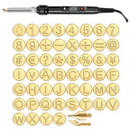 Gravierdüsen Set | Alphabet Buchstaben Düsen, 26-teilig | Messing Brandmalerei Spitzen für Holz & Leder