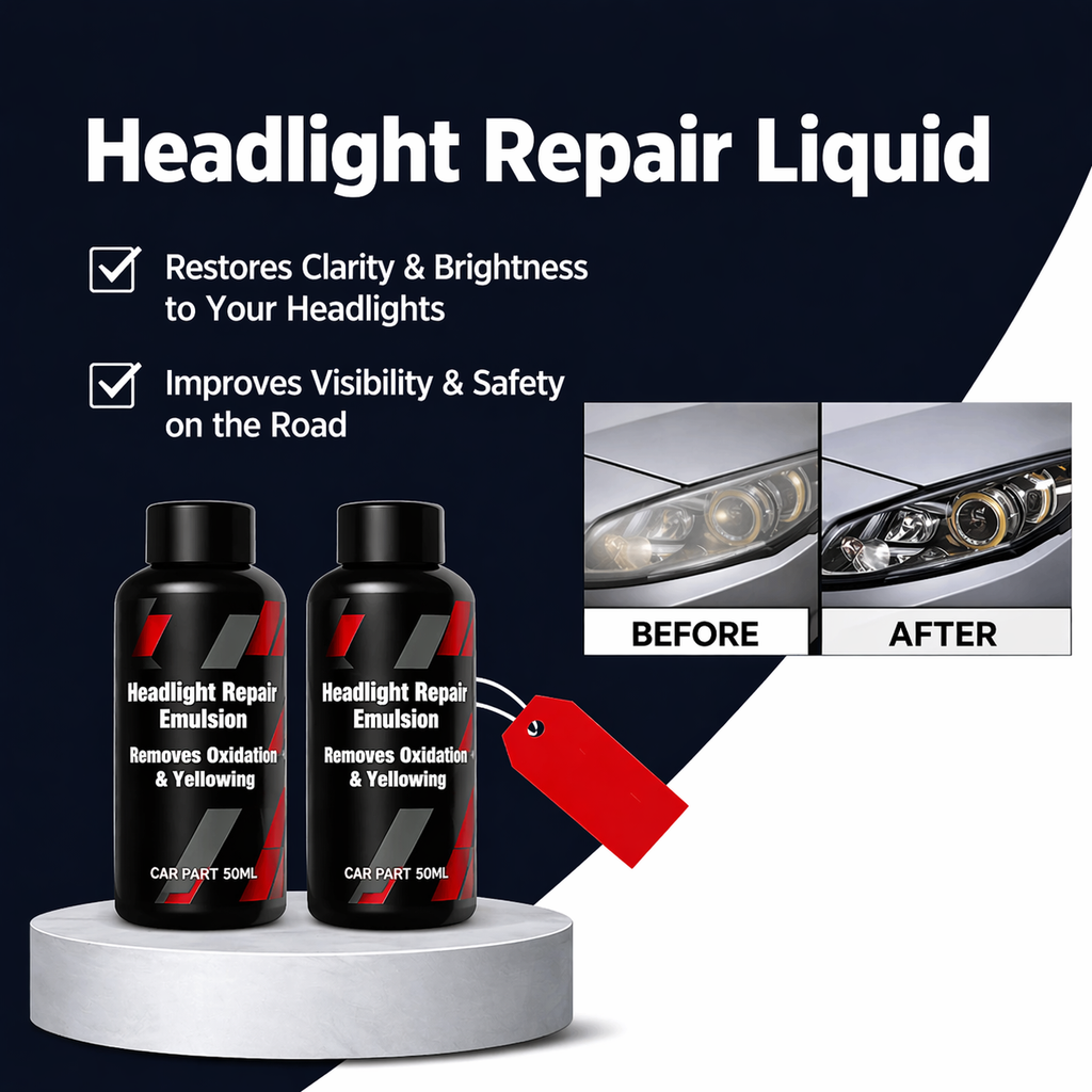 Headlight restoration fluid | Removes yellowing & oxidation | UV protection | 2-Pack