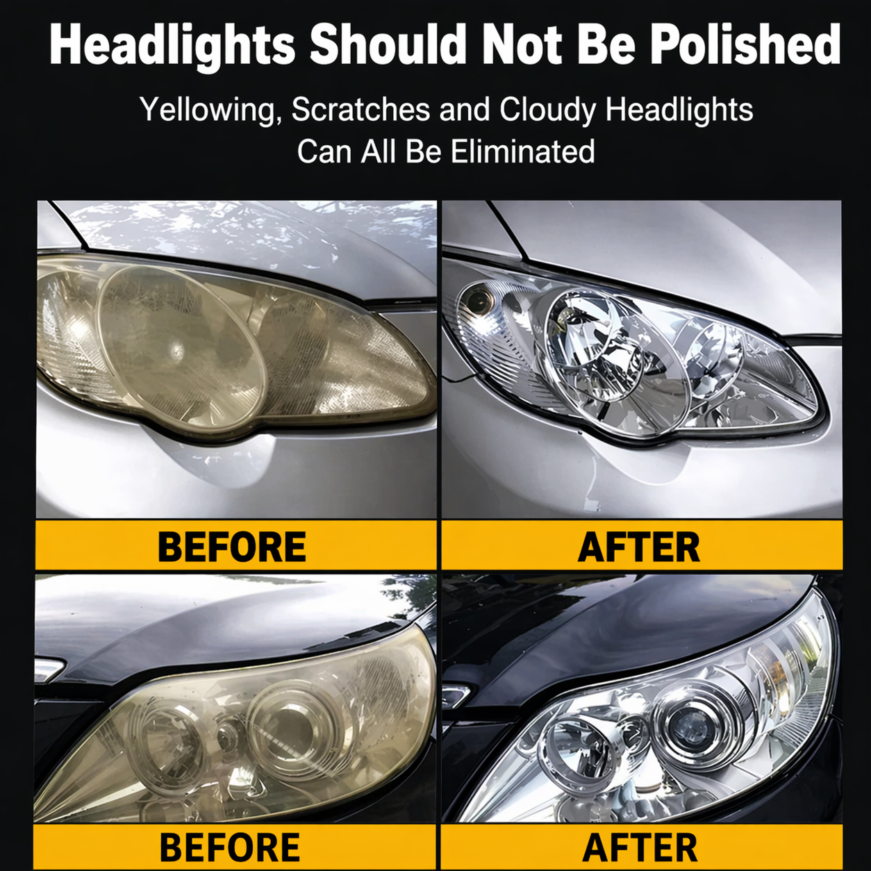 Headlight restoration fluid | Removes yellowing & oxidation | UV protection | 2-Pack
