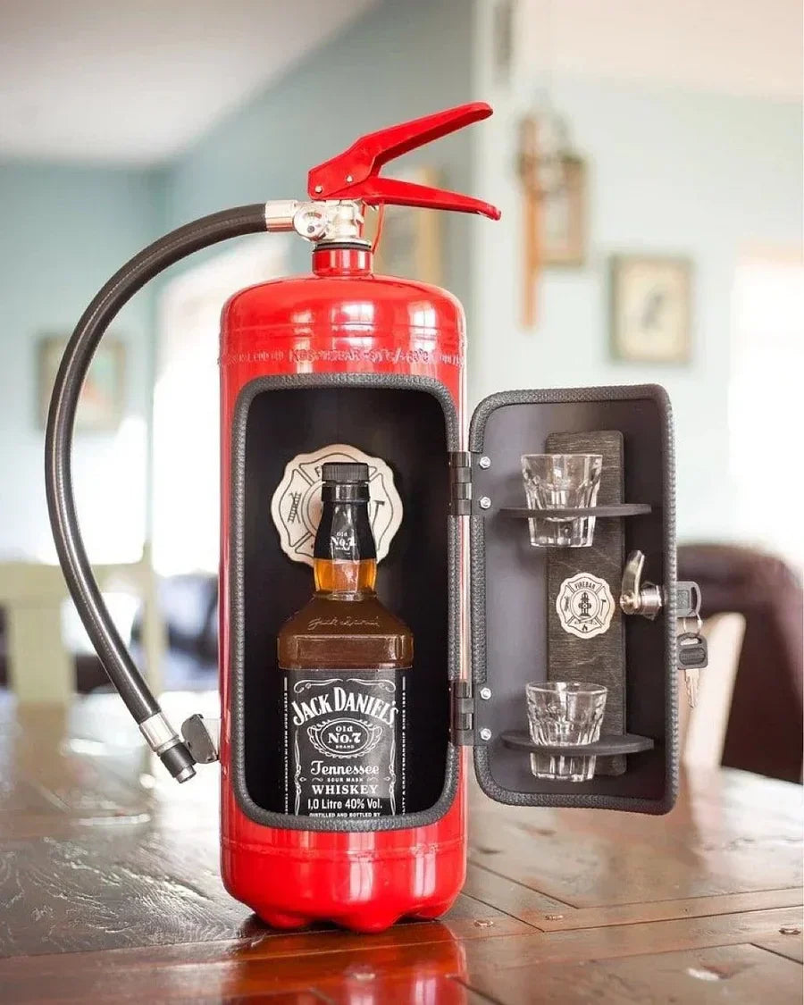 Hidden Bar | Fire Extinguisher Design | Lockable Metal Cabinet, Fits 500ml Bottles