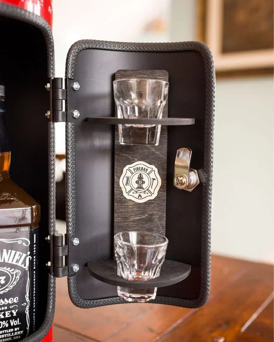 Hidden Bar | Fire Extinguisher Design | Lockable Metal Cabinet, Fits 500ml Bottles