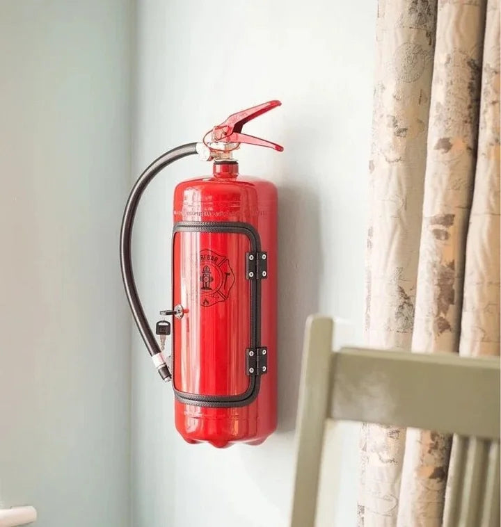 Hidden Bar | Fire Extinguisher Design | Lockable Metal Cabinet, Fits 500ml Bottles