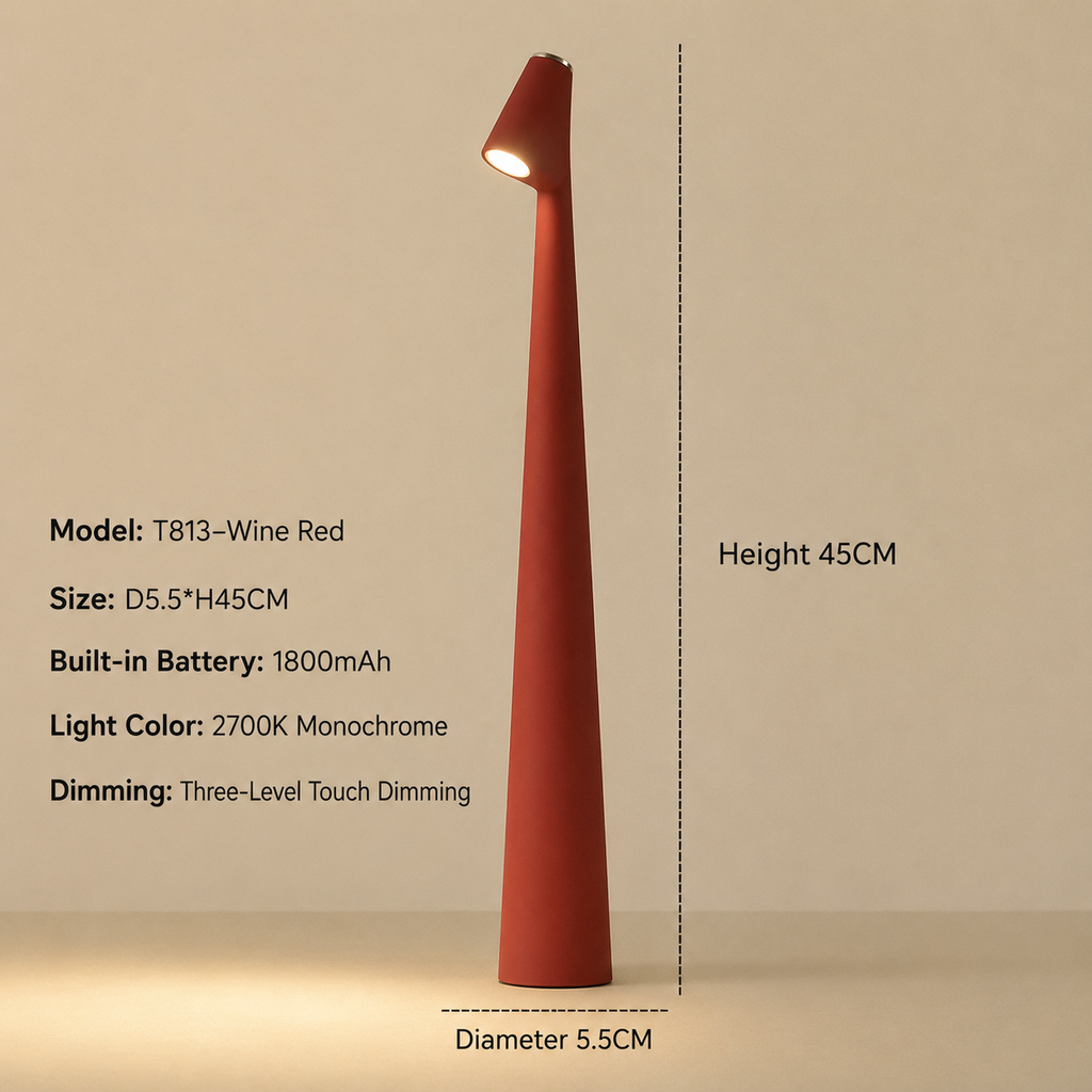Indoor Table Lamp | Wireless Designer LED | 3-Stage Touch Dimming | USB Rechargeable