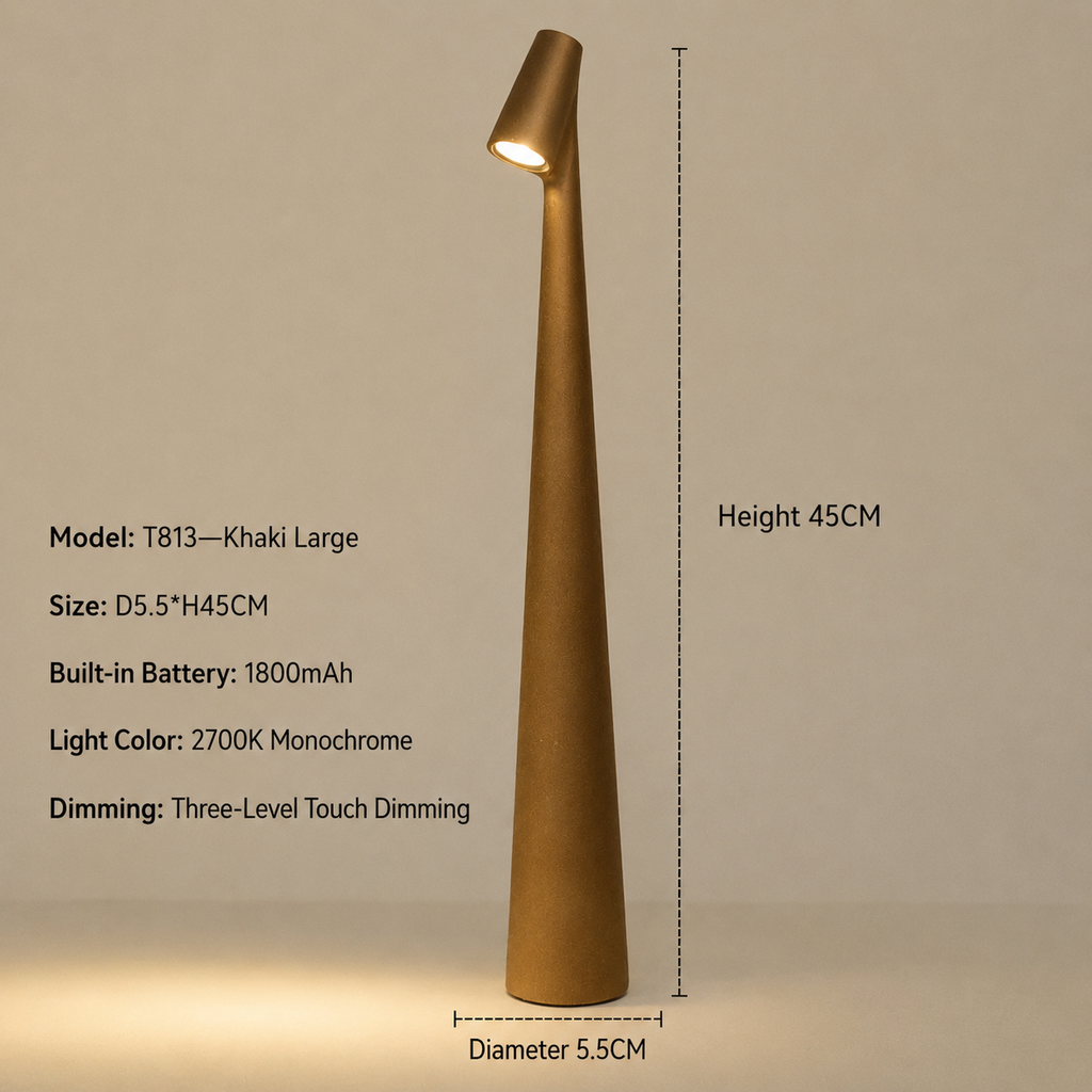 Indoor Table Lamp | Wireless Designer LED | 3-Stage Touch Dimming | USB Rechargeable