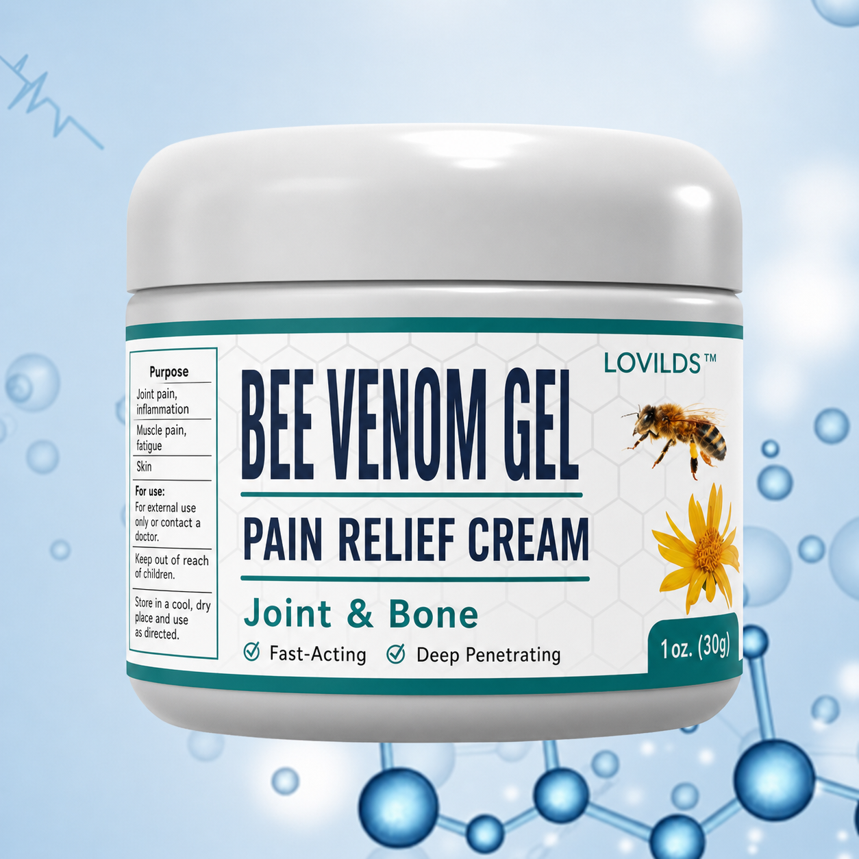 Joint Pain Relief Cream | Bee Venom Warming Formula | 30 g | Soothing Relief