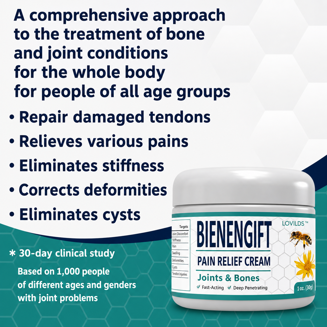 Joint Pain Relief Cream | Bee Venom Warming Formula | 30 g | Soothing Relief