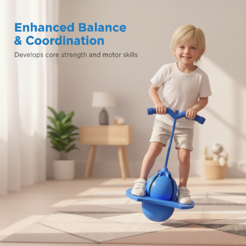 Kids Hopper Ball | Non-Slip Platform | Removable Foam Handles | Balance Training