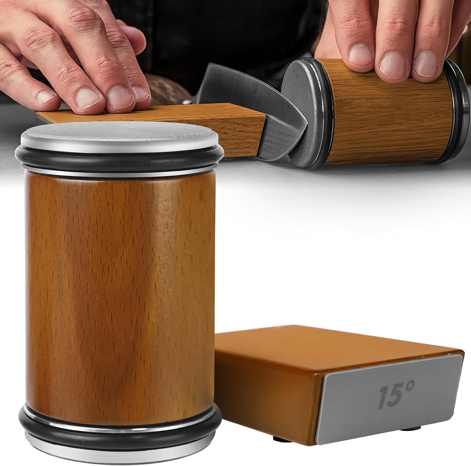 Kitchen Knife Sharpener | Roll-Action Mechanism | Precision Angle Guide | Stable Non-Slip Base